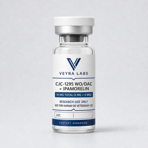 CJC-1295 WO/Dac + Ipamorelin 10 mg total (5 mg + 5 mg) Veyra Labs concept rendering
